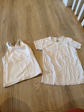 Athleta Girls White Racerback Tank and Crew Tee Set